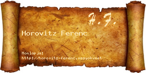 Horovitz Ferenc névjegykártya